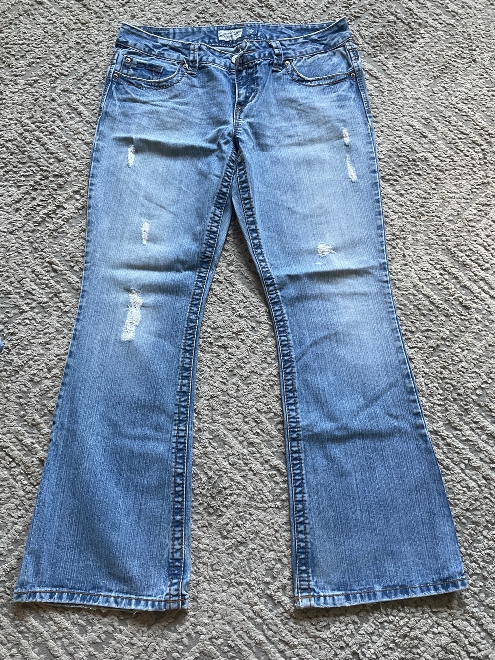 Aeropostale Light Blue Flared Distressed Jeans